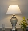 Syracuse Blue Glass Table Lamp With White Cotton Shade