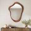 Oura Solid Wood Organic Wall Mirror in Teak Finish