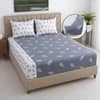 Grey And White Floral Cotton 400 Tc fitted Super King Size Bedsheet With 2 Pillow Covers