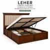Leher Solid Wood Comfort Queen Bed Hydraulic Storage Provincial Teak Finish Mattress 60 x 78 Inches