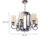 Eliante Golden Chandelier, 6 Lights, Mild Steel And Glass, Elegant Modern Ceiling Light Fixture