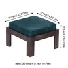 Irish Sheesham Wood Coffee Table With 2 Stools Set In Mahogany Finish & Turquoise Sea Velvet Fabric Cushions