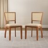 Reed Solid Wood Dining Chair Set Of 2 In Finish Amber Walnut And Colour Macadamia Brown Hopsack Weave
