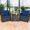 Carry Bird Wicker Patio Furniture Outdoor Balcony Chairs In Navy Blue Colour