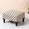 Quad Jacquard Wooden Footrests in Cream Color Set of 2