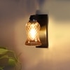 Devansh Solid Wood Electric Wall Light in Brown Colour with Lavender Shade Count of 1 Light