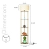 Devan Metal Multiutility Shelf Floor Lamp With Off White Cotton Shade