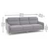 Cinnaro Velvet 3 Seater Sofa in Grey Color