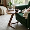 Scandinavian Tris Round Coffee Table Walnut Finish