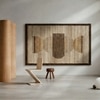Abstract Handmade Natural Wool Wall Art Beige Geometric Minimalist 5 x 3 Feet