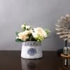 White and Blue Embroidered Ceramic Vase