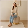 Snuggle Up Spot Velvet Pouf Stool in Beige Colour