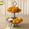 Metalsmith Two Tier Serveware Stand with Ring Handle Silver Finish