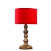 Devansh Red Cotton Table Lamp With  Wood Natural Base (7X7X15.5 Inches)-4