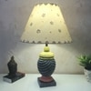Wing Dotted Pink Stone Beige Wooden Table Lamp in Multicolor