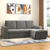 Kowloon Sectional 3 Seater Pull Out  Sofa Cum Bed with Storage in Slate Ash Grey Velvet Colour
