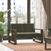 Moreno 2 Seater Solid Wood Sofa in Danish Walnut Finish and Juniper Green Fabric