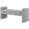Wooden Twist Soft Hropzy Boucle Upholstered Armrest Ottoman Bench in Light Grey Colour