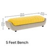 Marko Velvet 2 Seater 4 Feet Ottoman Bench in Yellow & Cream  Color