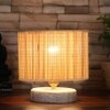 Eliana off-white cotton table lamp with White Brushed wood base