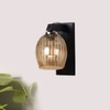 Devansh Solid Wood Electric Wall Light in Brown Colour with Lavender Shade Count of 1 Light
