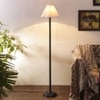 Marlin Off White Fabric Floor Lamp with Black Iron Base