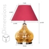 Ingram Glass and Metal Table Lamp With Maroon Cotton Shade