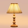 Devansh Off-White Cotton Vintage Straight Pleated   Lamp With Wood Base  (12X12X17)