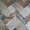 Beige Geometric 270 TC Glaze Cotton Fitted Queen Size Bedsheet With 2 Pilllow Covers