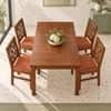 Globally Indian Bandhana Solid Sheesham Wood 4 Seater Dining Table Set 4 Chairs Terracotta Orange