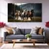 The Castle Decor 7 Running Horses Vastu Wall Painting Wooden Framed 27x48 Inch