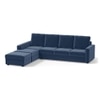 Apollo Compact Sofa (Colour : Lapis Blue, Cushion : Hard, Back Type : High Back, Seating Capacity : Left Aligned 3 Seater + Left Aligned Chaise + Ottoman)