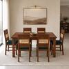 Globally Indian Lucien Solid Sheesham Wood 6 Seater Dining Table Set 6 Chairs Teal Blue