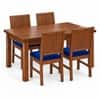 Globally Indian Shilpa Solid Sheesham Wood 4 Seater Dining Table Set 4 Chairs Navy Blue