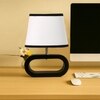 Devansh Multicolor Cotton Table Lamp With  Wood Black Base -8