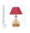 AYANA Brown Wood and Amber Glass Table Lamp with Maroon Cotton Shade