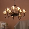 Eliante 6-Light Champaign Chandelier, Mild Steel And Ceramic Frame With Glass Shades
