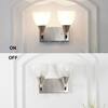 Minimal 2 Light Nickel Wall Light with Frosted White Glass