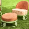 Dastoori Stainless Steel Outdoor Lounge Chair in Beige Colour