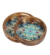 Artisan Mandala Tray Set – Vibrant Blue & Gold Design (Set of 2)