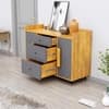 Hexa Red Multipurpose Storage Cabinet With 3 Drawer 2 Door in Giant Wood And Slate Grey Colour