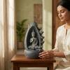 Water Fountain Lotus Sanctuary Buddha Water Fountain in Dark Grey Colour