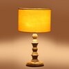 Devansh Yellow Cotton Table Lamp With Wood Natural Base (7X7X15.5 Inches)-6
