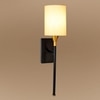 Devansh Metal Electric Wall Light in Black Colour with Off-white Shade Count of 1 Light