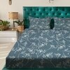 Blue Floral 180 TC Fitted 1 King  Bedsheet with 2 Pillow Covers
