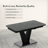 Caribu 6 To 8 Extendable Dining Table In Black Marble Color With High Gloss Finish