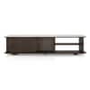 Nami Solid Wood And Aravali Marble TV Cabinet In  Dark Chestnut Finish