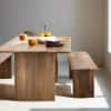 Modern Solid Wood Dining Set with Bench in Morgan Natural