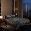 Stoa Paris Comforter Set Double Bed, 300TC Satin Double Bed Comforters in Twilight Embrace