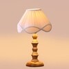 Devansh Off-White Cotton Vintage  Lamp With Wood Base (12X12X18)